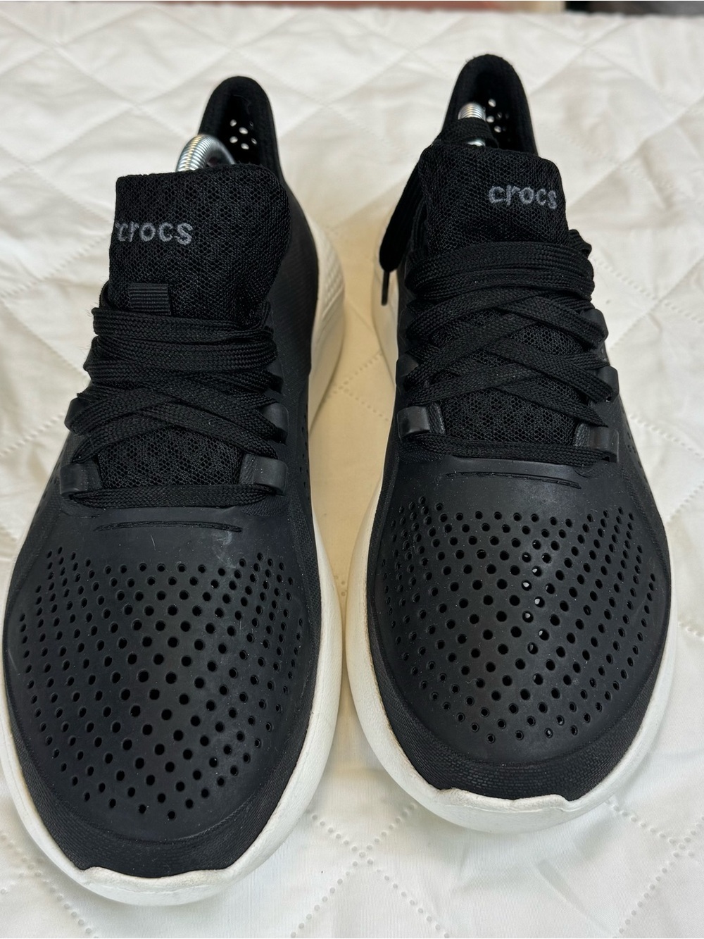 CROCS LiteRide Black Lace-Up Sneakers Women's 11 Comfort Walking Shoes